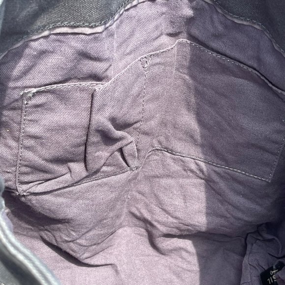 Fossil Shoulder Tote Fabric Herringbone Embroidered Gray Key Per - Picture 5 of 6